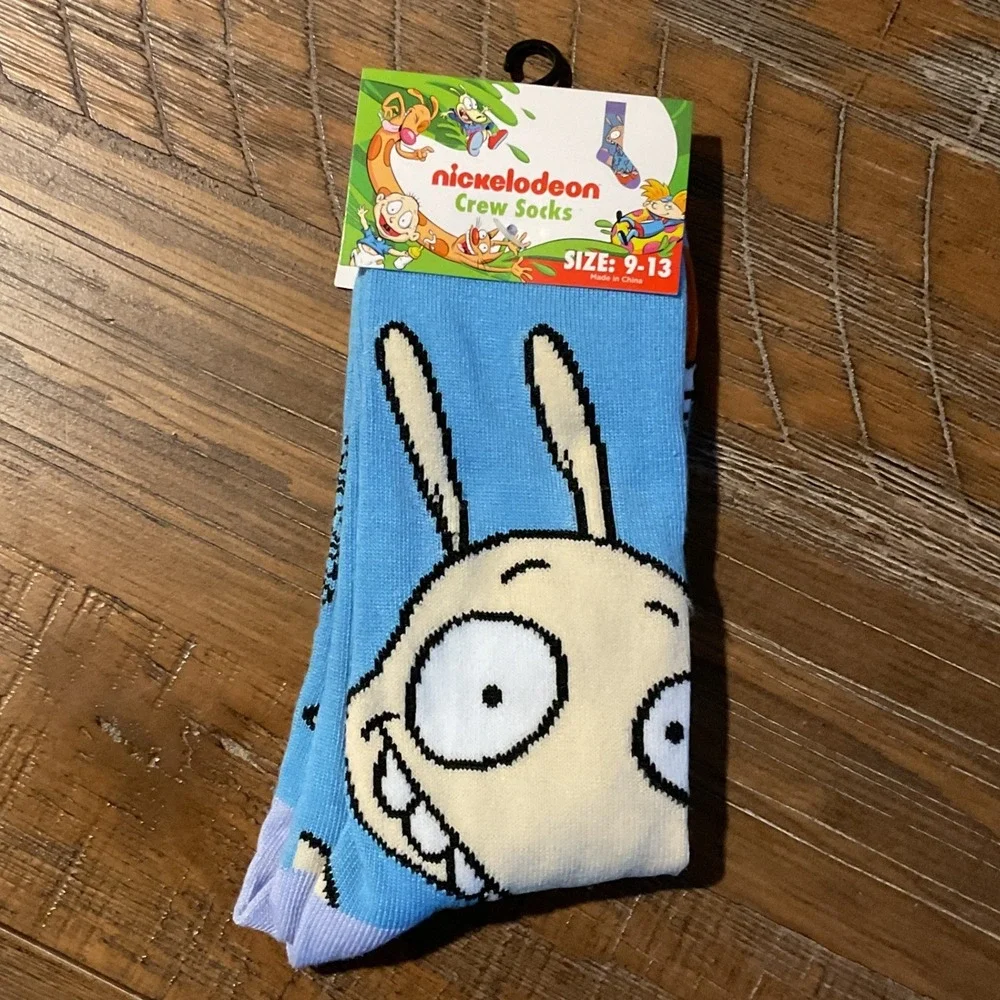 NEW Nickelodeon Aaahh Real Monsters Ickis‎ Crew Socks Blue Mens 9-13 Retro Gift